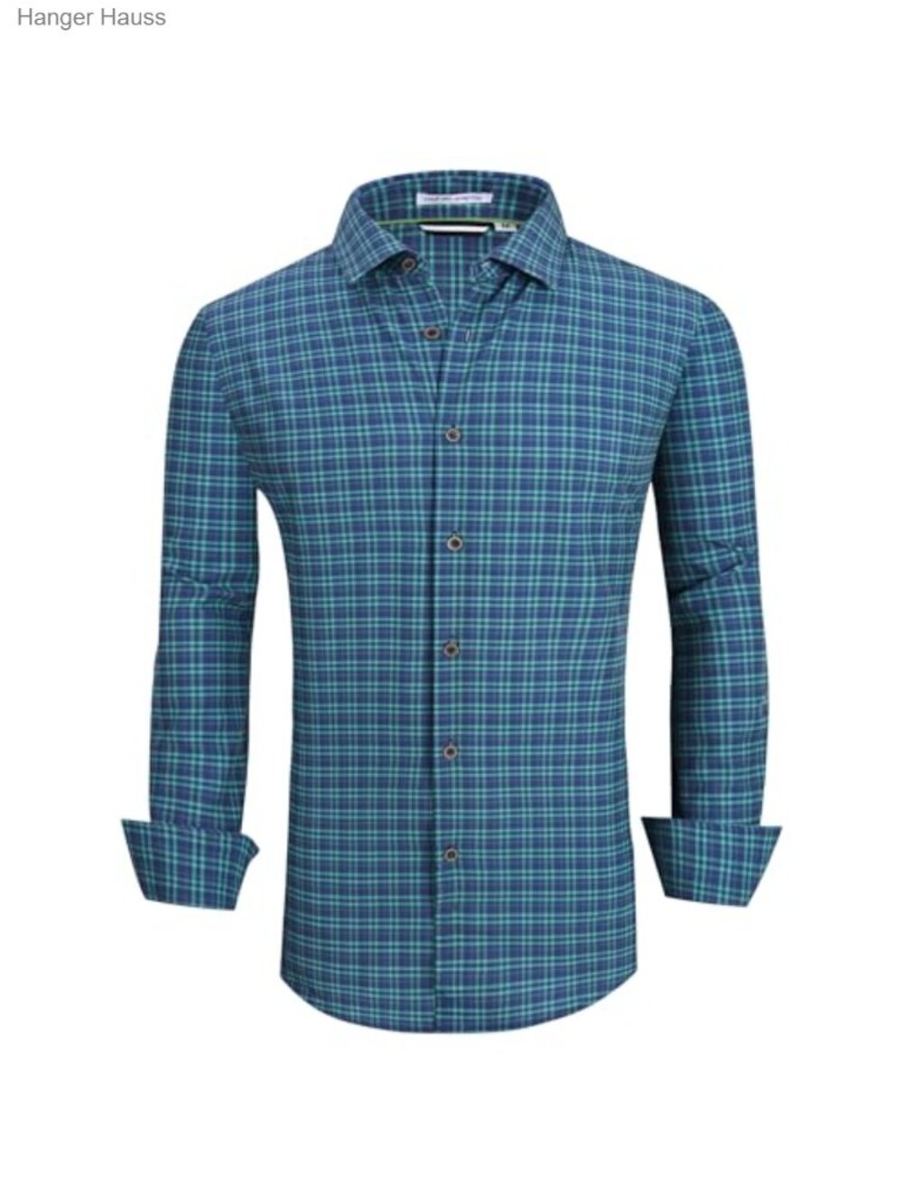 Men's Wrinkle Free Dress Shirt Long Sleeve 4Way Stretch Plaid Button Down
